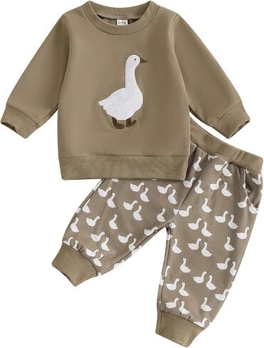 FIOMVA Toddler Baby Boy Fall Winter Clothes Outfit Farm Long Sleeve Sweatshirt Top+Long Pant Set 3 6 9 12 18 24Month 2t 3t in Saudi Arabia