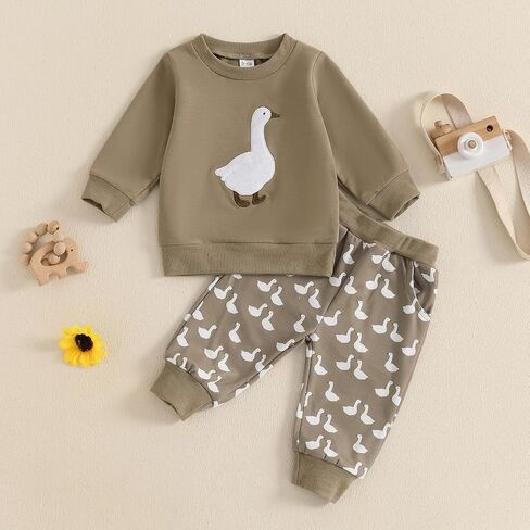 FIOMVA Toddler Baby Boy Fall Winter Clothes Outfit Farm Long Sleeve Sweatshirt Top+Long Pant Set 3 6 9 12 18 24Month 2t 3t in Saudi Arabia
