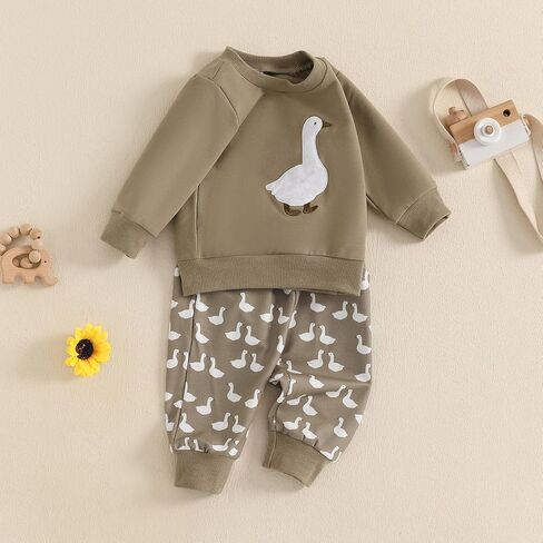 FIOMVA Toddler Baby Boy Fall Winter Clothes Outfit Farm Long Sleeve Sweatshirt Top+Long Pant Set 3 6 9 12 18 24Month 2t 3t in Saudi Arabia