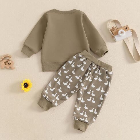 FIOMVA Toddler Baby Boy Fall Winter Clothes Outfit Farm Long Sleeve Sweatshirt Top+Long Pant Set 3 6 9 12 18 24Month 2t 3t in Saudi Arabia