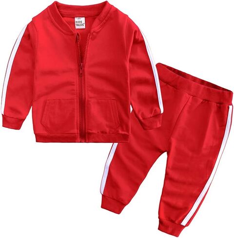 Baby Boys Girls Tracksuit Hooded Bear Ears Sweatsuit Outfit Set Long Sleeve Zipper Jacket + Sweatpants in Saudi Arabia