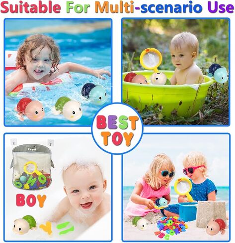 Bath Toys for Toddlers 1-3 - Mold Free Bath Toys Baby Pool Toys Toddler Age 1-2-4 Bath Toys for Infants 6-12 Months 1 2 3 4 Year Old Girl Boys Gifts Wind-Up Bathtub Toys for Baby Water Tub Toys in Kuwait