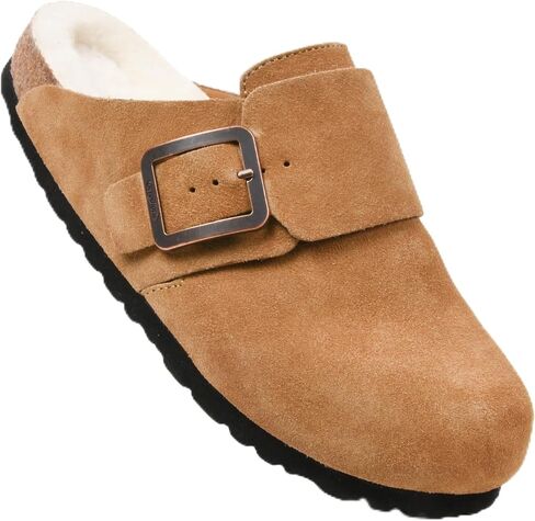 AEROTHOTIC Genuine Leather Fur Lined Clogs for Women with Arch Support Memory Foam Soft Cork Foodbed All-Day Wear Casual Comfort Potato Shoes Mules in Saudi Arabia
