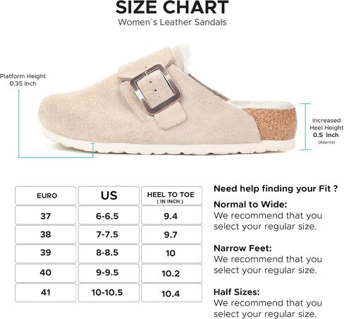 AEROTHOTIC Genuine Leather Fur Lined Clogs for Women with Arch Support Memory Foam Soft Cork Foodbed All-Day Wear Casual Comfort Potato Shoes Mules in Saudi Arabia