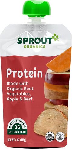 Sprout Organic Baby Food Pouches Stage 3, Root Vegetables Apple w/ Beef, 4 Pouches (Pack of 6) in Saudi Arabia
