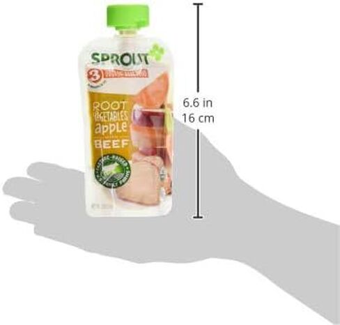 Sprout Organic Baby Food Pouches Stage 3, Root Vegetables Apple w/ Beef, 4 Pouches (Pack of 6) in Saudi Arabia