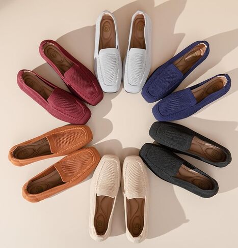 DADAWEN Womens Square Toe Flats Knit Dress Shoes Comfortable Women Shoes Slip On Shoes for Woman Soft Ballet Walking Flats Shoes in Saudi Arabia