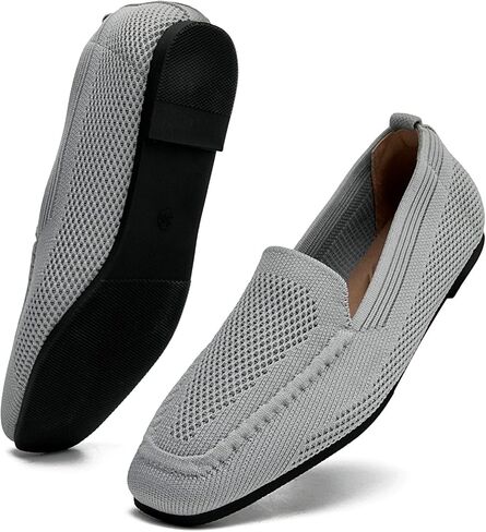 DADAWEN Womens Square Toe Flats Knit Dress Shoes Comfortable Women Shoes Slip On Shoes for Woman Soft Ballet Walking Flats Shoes in Saudi Arabia