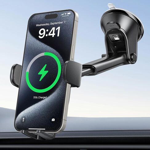 APPS2Car 3-in-1 Suction Cup Phone Mount, Windshield/Dashboard/Air Vent Suction Car Phone Holder Mount with Sticky Gel Pad, Compatible with iPhone, Samsung, All Cellphone, Thick Case Friendly in Kuwait