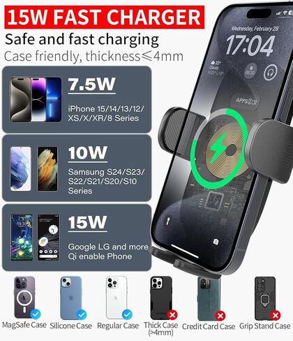 APPS2Car 3-in-1 Suction Cup Phone Mount, Windshield/Dashboard/Air Vent Suction Car Phone Holder Mount with Sticky Gel Pad, Compatible with iPhone, Samsung, All Cellphone, Thick Case Friendly in Kuwait