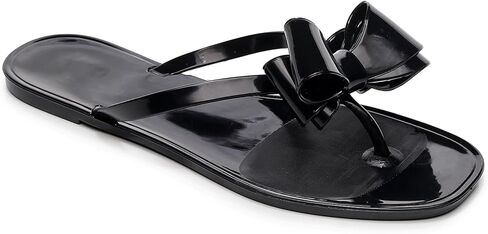 Womens Studded Sandals Flat Jelly Shoes Bow Flip Flops Thong for Ladies Black Size 7 Stud Slip On Summer Beach Rivets Dressy Slides in Kuwait