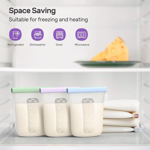 Nuliie 7Pcs Reusable Silicone Breastmilk Storage Bags, 12oz/360ml | Double Leak-Proof, BPA Free, Self-Standing for Breastfeeding, Baby Food Pouches in Saudi Arabia