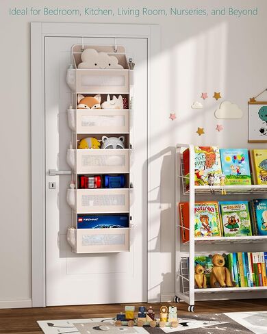Over The Door Organizer with 15 Pockets, Door Hanger Organizer for Bathroom Storage, Back of Door Shoe Organizer, Kids Organization and Storage, Bath Toy Storage, Hanging Closet Organizer in Saudi Arabia
