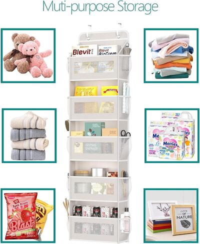 Over The Door Organizer with 15 Pockets, Door Hanger Organizer for Bathroom Storage, Back of Door Shoe Organizer, Kids Organization and Storage, Bath Toy Storage, Hanging Closet Organizer in Saudi Arabia