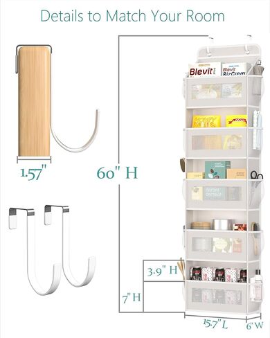 Over The Door Organizer with 15 Pockets, Door Hanger Organizer for Bathroom Storage, Back of Door Shoe Organizer, Kids Organization and Storage, Bath Toy Storage, Hanging Closet Organizer in Saudi Arabia
