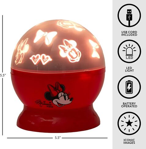 Idea Nuova Disney Minnie Mouse Rotating LED Projector Lamp and Night Light,Battery or USB Operated in Saudi Arabia