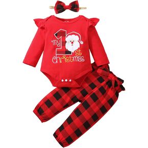 Infant Newborn Baby Girl Clothes Outfits Ruffled Long Sleeve Romper Pants Set Headband Toddler Clothing 3Pcs
