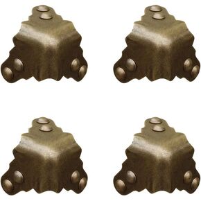 4Pcs Vintage Pure Brass Corner Protectors Antique Hardware Desk Edge Wooden Jewelry Gift Box Cabinet Three Sides Full Encase Corner Guard