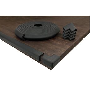 KidKusion Table Cushion | Made in USA | 12 Feet + 4 Corners | Black | Baby Proof Furniture Edge and Corner Guards