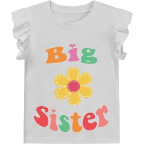 Big Sister Shirt for Girl Promoted to Big Sister Announcement Dinosaur Rainbow Elephant Outfit for Toddler Girl