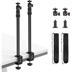 19"-39" Camera Desk Mount 2 PCS Table Stand with 1/4" Ball Head, Tabletop C Clamp for DSLR Camera, Ring Light, Live Streaming, Photo Video Shooting - 3883 (2 PCS)