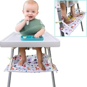 High Chair Footrest for IKEA Antilop, Height Adjustable IKEA High Chair Accessories, Waterproof Polyester Cushion Highchair Foot Rest with PP Board, Animal Patter