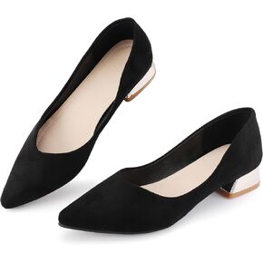Women's Low Block Chunky Heels Dress Shoes Pointed Toe Closed Toe Work Pumps Slip on Comfort Dress Shoes for Women