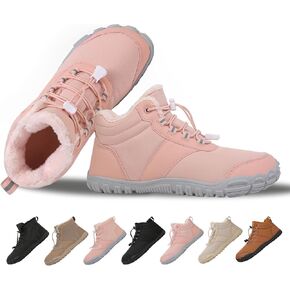 MOCHINI Hike Winter Footwear Barefoot Shoes Womens Mens,Snow Boots,Waterproof Wide Toe Box Barefoot Shoes,Warm Fur Lined Ankle Booties Hiking Trekking Trail Climbing Shoes Lace Up Anti-Slip Shoes