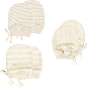 Newborn Mittens No Scratch 100% Organic Cotton 3 Packs Mitts Baby Boy Girl Neutral With String 0-12 months in Kuwait