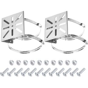 PATIKIL Vertical Pole Mount Bracket 4.1 Inch, 2 Pack Universal Dome Vertical Pole Stainless Steel Mounting Bracket for House Safety, Silver