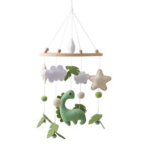Dinosaur Baby Crib Mobile | Boys Nursery Decoration | Wooden Mobile for Crib | Dinosaur w/Bells Nursery Mobile Theme | Newborn Baby Stuff | Baby Shower Gift for Boys & Girls | Easy Assembly & Durable