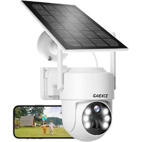 4MP Solar Security Cameras Wireless Outdoor, 100% Wire-Free, Battery Powered Camera, 360° View, Pan & Tilt, PIR Motion Detection, 2-Way Audio, Cloud/SD, Color Night Vision & Spotlights, Only 2.4G WiFi