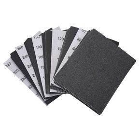 1/4 Sheet Sandpaper, 15PCS 1/4 Sheet Sandpaper 5.5" x 4.5", 120 Grit Hook & Loop or Clip on Sander Sheets, 1/4 Sanding Sheets Assortment for Car and Wood, Plain Backing Sand Paper