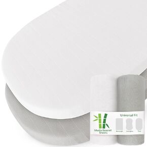 Muslin Crib Sheets for Boys and Girls 2 Pack, Ultra Soft Muslin Fitted Baby Crib Sheet for Standard Crib Mattress & Toddler Bed Mattress, Grey & White
