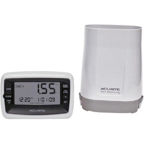 AcuRite Wireless Digital Rain Gauge with Self-Emptying Collector with Rainfall History, Alerts, and Current Date and Time (00899), Multicolor