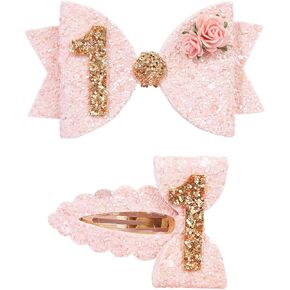 2 قطعة من مشابك الشعر لأقواس شعر الفتيات الصغيرات، إكسسوارات شعر لحفلات عيد الميلاد الأول، أقواس لامعة ومشابك وردية، دبوس شعر للفتيات على شكل تاج الكيك، مشبك شعر بوتيك لحفلات أعياد الميلاد in Kuwait