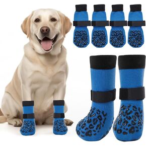 PICK FOR LIFE Non Slip Dog Socks with Grippers Prevent from Licking Paws,Anti-Slip Dogs Grip Socks for Senior Dogs on Hardwood Floor(Grey,2Pairs,M)