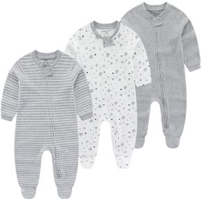 Kiddiezoom Baby Cotton Footed One-Piece Romper Multiple color combinations Jumpsuit Set For Newborn baby Pajamas