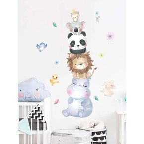 Animals in Hot Air Balloons Wall Decals Deer RABIT Bunny Owel Bear Fox Racun Monkey Chipmunk Wall Stickers Baby Nursery Kids Bedroom Playroom Wall Decor