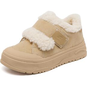 somiliss Sneaker for Women Winter Boots Suede Upper Non-Slip Rubber Outsole Fur Lined Ankle Boots Warm Snow Booties Fashion Sneakers