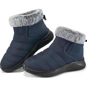 Alicegana Snow Boots for Women Winter: Warm Fur Lined Ankle booties Waterproof Slip On shoes Insulated Non Slip Boots Outdoor