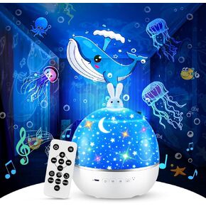 Kids Night Light Projector, 105 Lighting Modes+15 Films Projector Night Light for Kids Room, Bluetooth Speaker+Remote Baby Night Light for Kids, 360° Rotation+Timer Baby Night Light【Gifts Package】