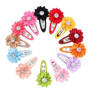 Lurrose Hair Clips, 10 Pcs Flower Snap Barrettes, Flower Hair Bows, Fully Lined Handmade Floral Accessories (Random Color)