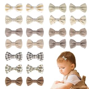 22Pcs Baby Hair Clips, Baby Girl Bows Fully Lined Non Slip Barrettes for Fine Handmade Hair Accessories for Infants Toddlers Kids Fine Hair, Light Color 1