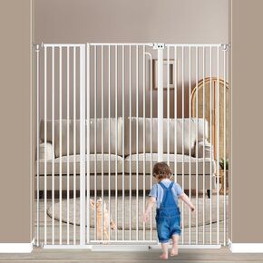 57" Extra Tall Pet Gate for Doorway, 33.9"-38.5" Width, Tall Dog Gate Cat Gate Extra Wide Baby Gate Safety,Extra Narrow Auto-Close for Indoor Stairs, Doorways, and Kitchen