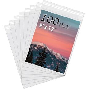 Acid-Free Picture Sleeves, 100Pack Crystal Clear Storage Bags for 4x6 Art Prints, Pictures, Photos, Frame Mats (Bag Size: 4 7/8" x 6 1/2")