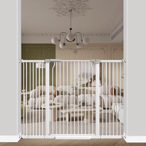 40.55" Extra Tall Baby Gate -29.6"-79.5" Extra Wide Baby Gate Pet Gate for Stairs and Doorways-1.37" Ultra Narrow Spacing Pressure Mounted Dog Gate with One-Handed Operation(29.6"-40.5")