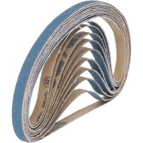 uxcell 10pcs 3/8" x 21" Sanding Belts 40 Grits Zirconia Abrasive Belt Sander Paper Sanding Papers for Metal Alloy Wood Grinding Polishing, Blue