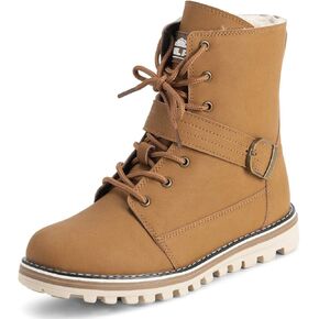 POLAR Womens Memory Foam Biker Snow Boots Faux Fur Lined Welted Rubber Outsole Thermal Shoes