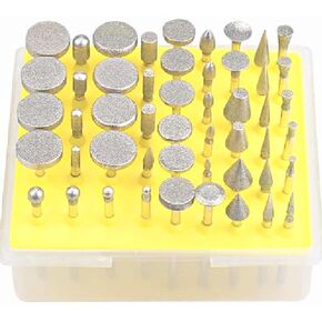 CNQLIS 50 Pcs 1/8 Inch Diamond Burr Set Coated Grinding Stone Carving Bits, Diamond Bits for Dremel Rotary Tools